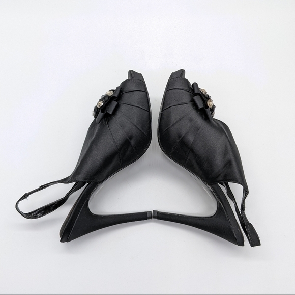 ✨3/$15 Moda Spana black bead embellished heel shoes 7 - Picture 9 of 12